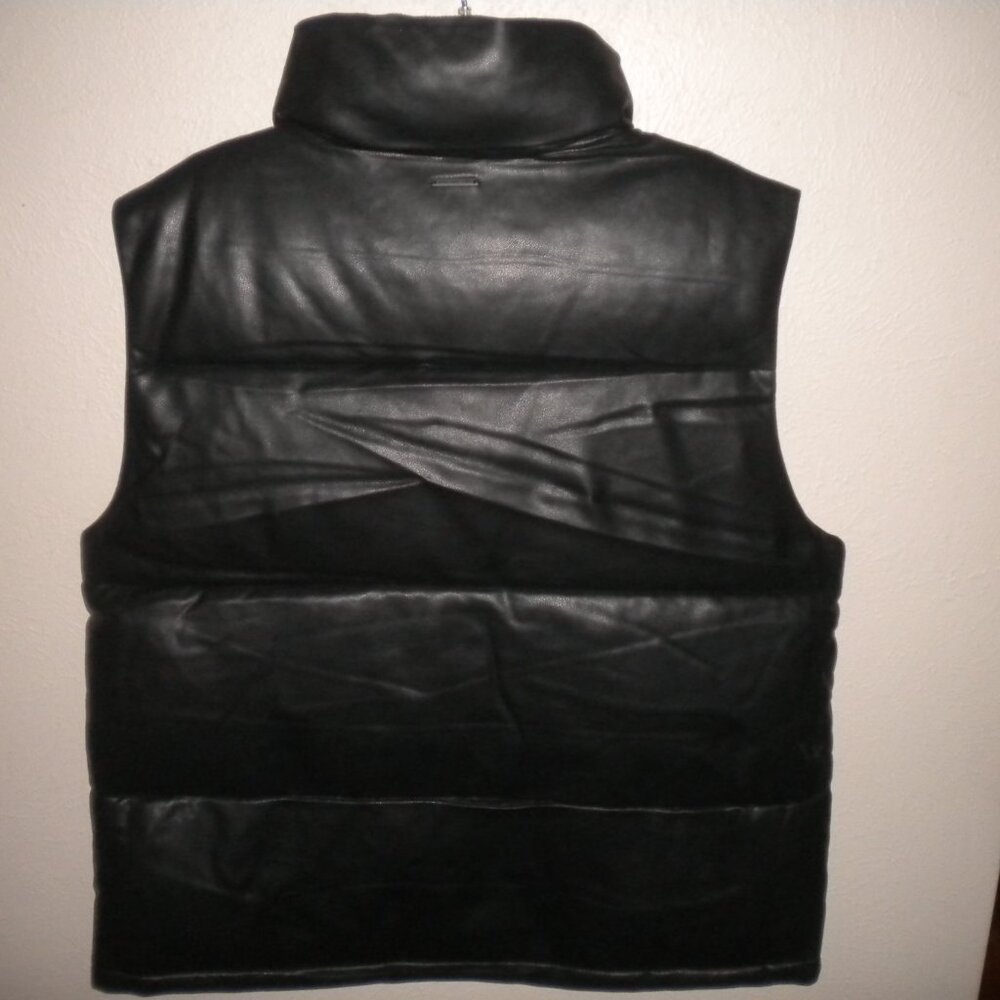 Marc New York Women's Size XL Black Faux Leather Winter Puffer Vest NWT - Picture 6 of 6